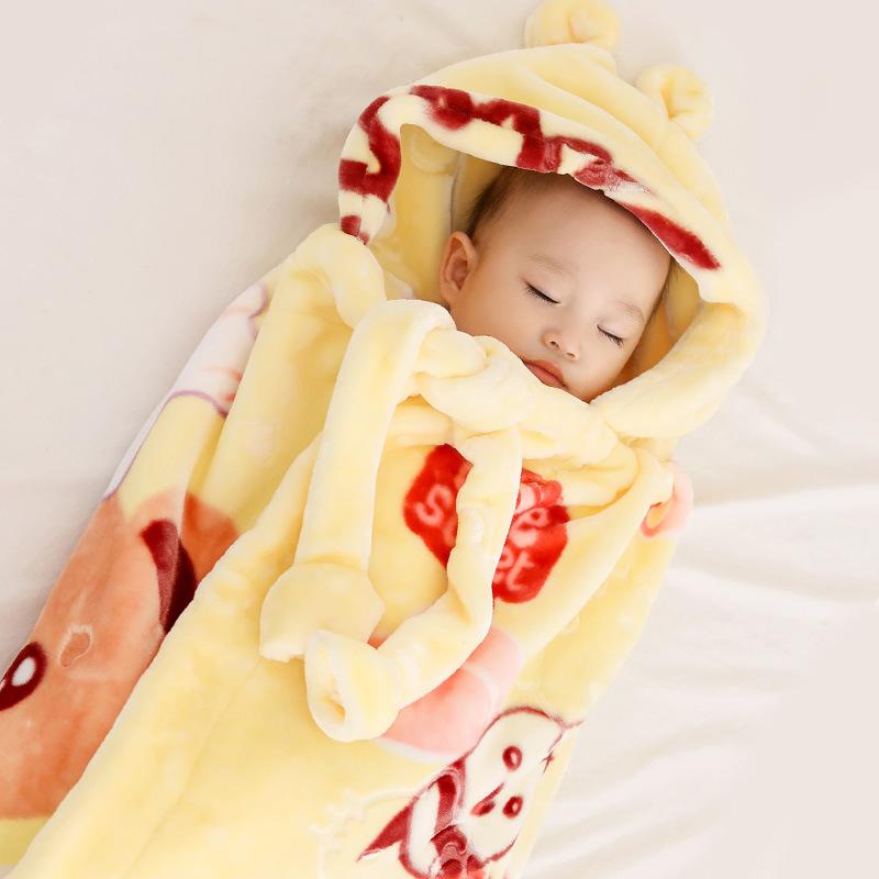 おくるみ ブランケット ベビー 赤ちゃん キッズ 子供用 秋冬 厚手 保温 あったか サンゴフリース スワドル ベビーカー毛布 かわいい 動物柄 ゾウ クマ デザイン