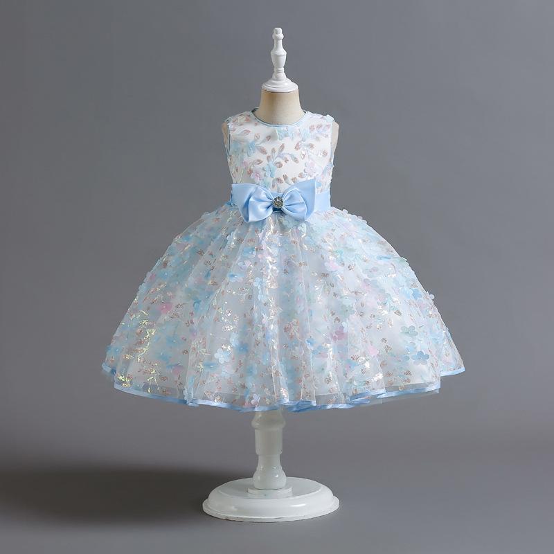 ドレス キッズ 女の子 ベビー 長袖 かわいい プリンセスドレス 誕生日 記念日 発表会 フラワーガール 礼服 ボリュームスカート チュール リボン 綿裏地 ポリエステル オールシーズン