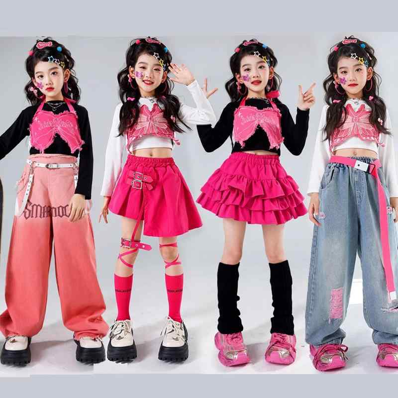 ダンスウェア キッズ 女の子 子供 ドーパミンコーデ カラフル K-POP アイドル ガールズグループ Y2K ジャズダンス ストリート ヒップホップ 発表会 ステージ衣装 レッスン着 スイートクール 甘辛MIX コットン 春秋
