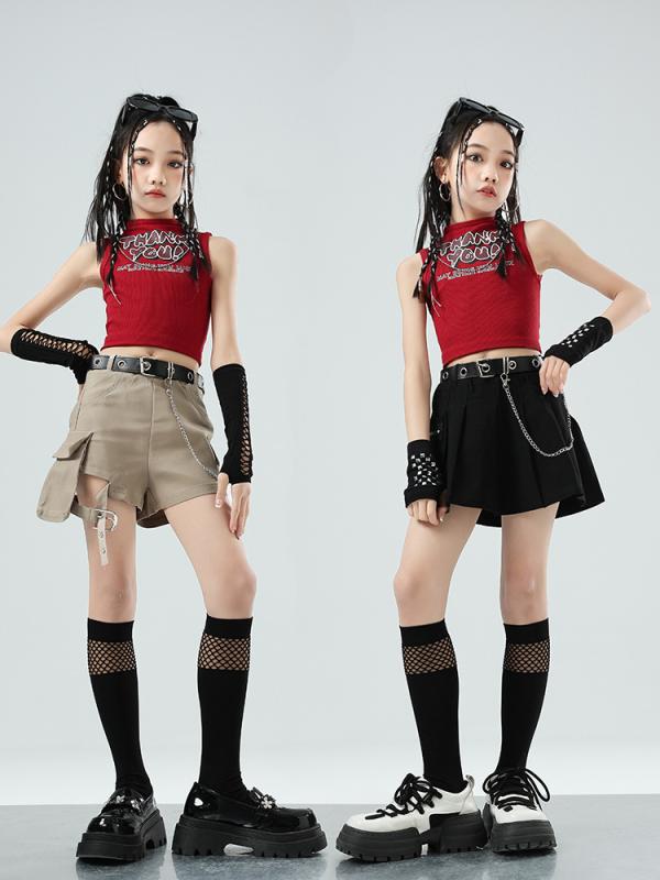 ダンス衣装 女の子 キッズ ジュニア ジャズ ストリート ダンス 発表会 舞台 ステージ衣装 イベント パフォーマンス ファッションショー クール 目立つ かっこいい おしゃれ 個性的 トレンド 秋冬