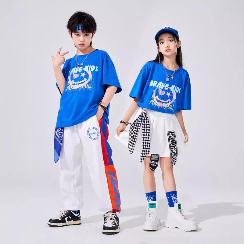 キッズ ストリート ヒップホップ ダンス衣装 セットアップ 小学生 発表会 チアリーディング 開会式 運動会 ゆったり チームユニフォーム 春秋