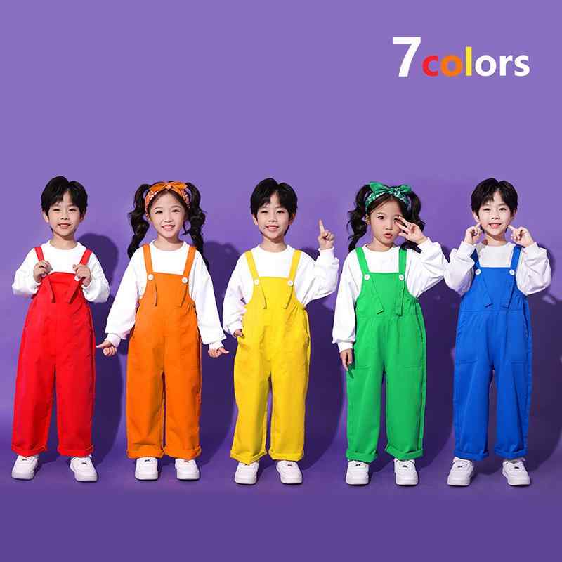ダンス 衣装 キッズ 男の子 幼稚園 小学生 発表会 舞台 演出 合唱 団体 チアリーディング 運動会 サロペット オーバーオール パンツ 動きやすい 秋冬