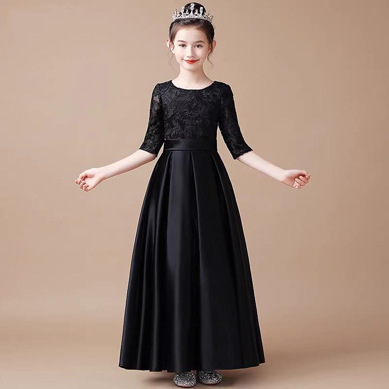 ドレス 女の子 ジュニア ブラック プリンセス 上品 華やか フォーマル オールシーズン ピアノ発表会 バイオリン演奏会 オーケストラ 合唱 結婚式 パーティー 卒園式 入学式
