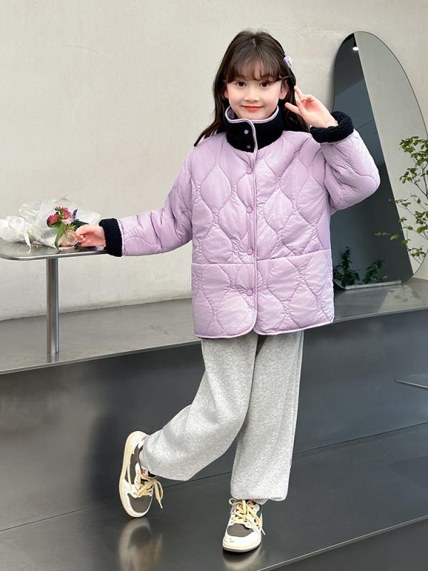 中綿ジャケット 女の子 キッズ ジュニア リバーシブル 裏ボア 厚手 暖かい 防寒 あったか 韓国風 おしゃれ かわいい もこもこ ファー ジップアップ 通学 秋冬 冬服