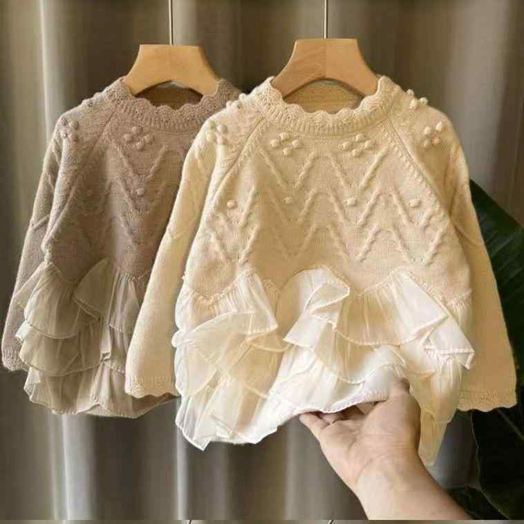 ニット キッズ 女の子 厚手 暖かい プルオーバー セーター 秋冬 長袖 綿 丸首 ふわふわ 肌触り良い かわいい おしゃれ カジュアル 小学生 ジュニア