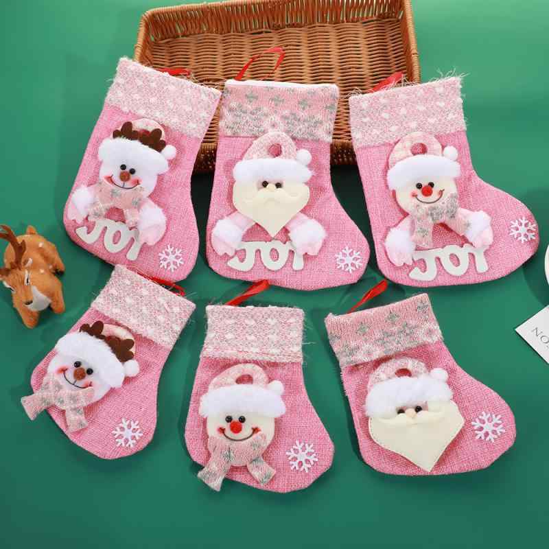 クリスマスソックス かわいい アメリカン サンタクロース 雪だるま トナカイ 吊り下げ クリスマスツリー オーナメント お菓子入れ りんご プレゼント用 バッグ 布製