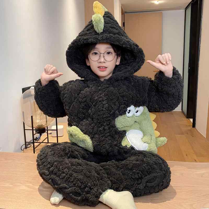 パジャマ 男の子 極厚 三層キルト 中綿入り 保温 防寒 あったか サンゴフリース ふわふわ もこもこ 肌触り ルームウェア 部屋着 秋冬用 キャラクター柄 セットアップ