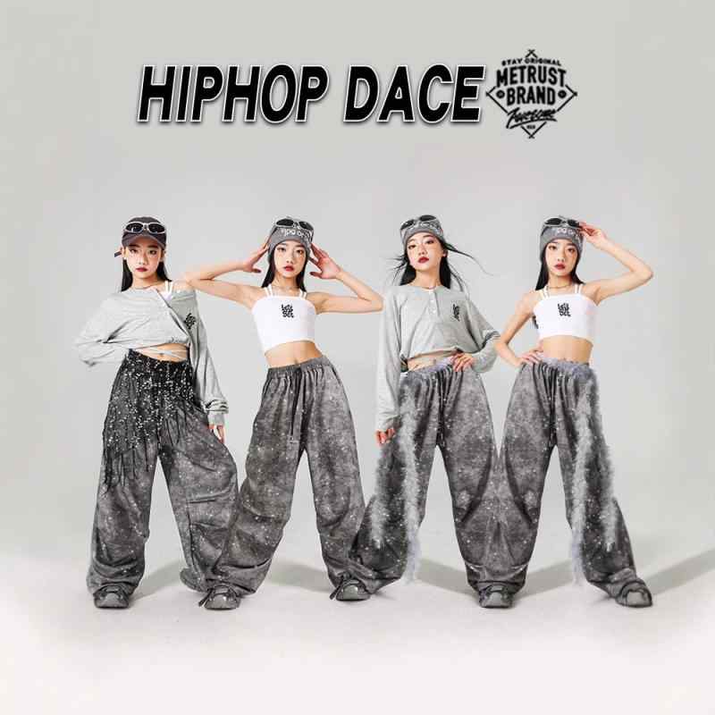 ダンスウェア キッズ 女の子 ジャズダンス ストリートダンス ヒップホップ 練習着 レッスン着 トップス パンツ セットアップ 発表会 舞台 衣装 ストリート系 カジュアル 春秋 ポリエステル