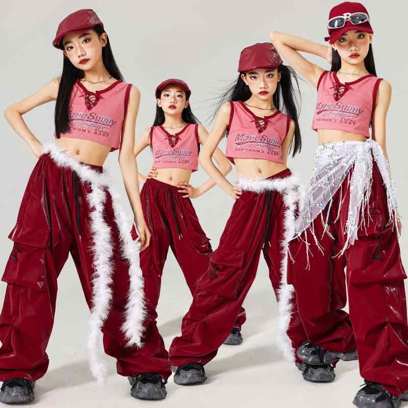 ダンスウェア キッズ 女の子 ジュニア 動きやすい 伸縮性 ジャズダンス ストリートダンス 練習着 発表会 ステージ 衣装 ベスト トップス パンツ セットアップ おしゃれ ヒップホップ