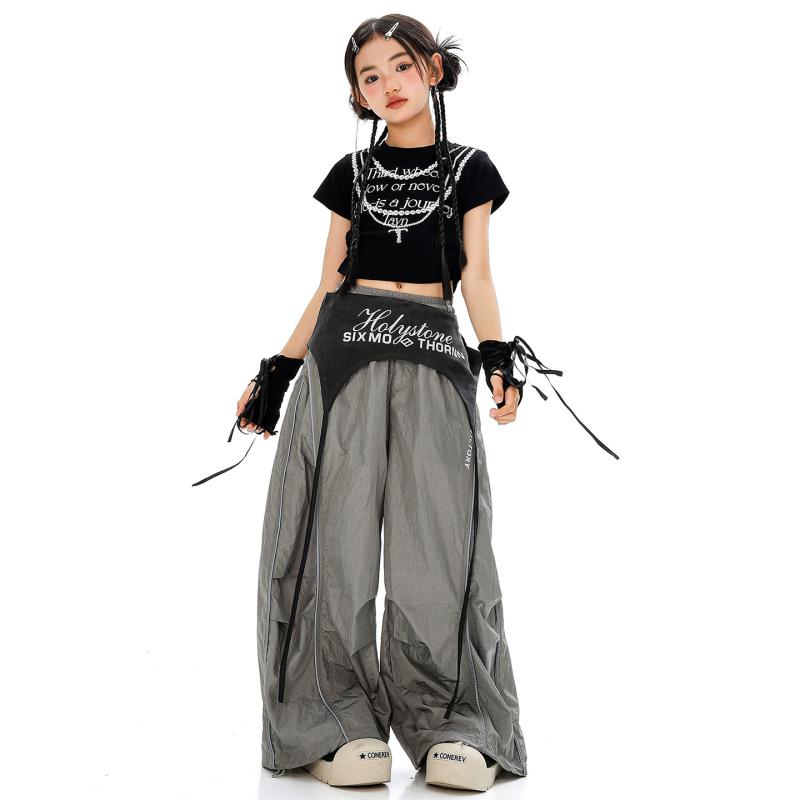 ダンス衣装 キッズ 女の子 韓国風 おしゃれ クール ジャズダンス ヒップホップ モダンダンス 発表会 レッスン 練習着 ステージ パフォーマンスウェア 伸縮性 ストレッチ素材 セットアップ