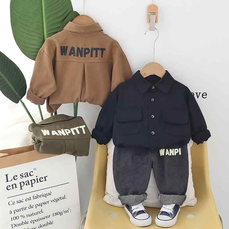 キッズ 男の子 セットアップ 春秋 長袖 無地 ダブルポケット シャツ パンツ 2点セット 柔らかい肌触り 韓国風 おしゃれ カジュアル 普段着 通園 ルームウェア