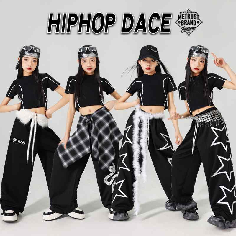 ダンス衣装 キッズ ガールズ ジャズダンス ストリートダンス ヒップホップ 練習着 レッスンウェア 発表会 ステージ衣装 セットアップ 上下セット パンツ 柔らか素材 カジュアル おしゃれ