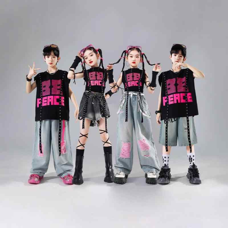 キッズ ダンス衣装 男の子 女の子 ヒップホップ ストリート ジャズ 上下セット 発表会 練習着 レッスン ステージ衣装 春秋 カジュアル おしゃれ かっこいい ポリエステル