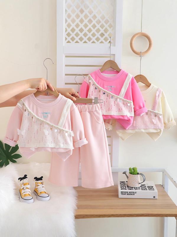 ベビー服 女の子 スウェット パンツ セットアップ 長袖 綿混素材 かわいい キャラクター ソフトタッチ 部屋着 カジュアル ゆったり 通園 お出かけ 秋冬 2点セット