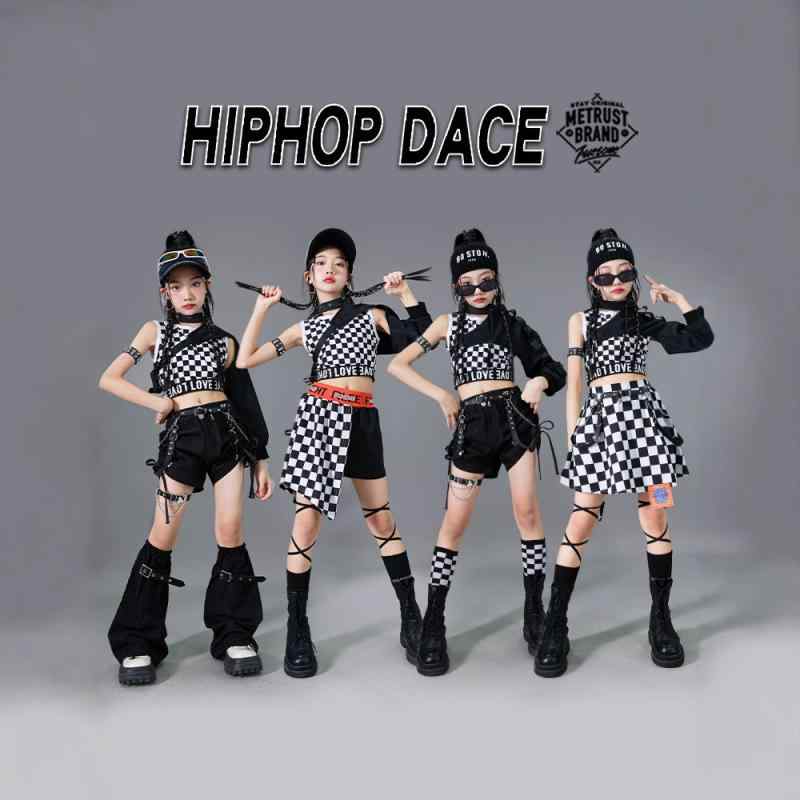 キッズ 女の子 ダンスウェア ジャズダンス ストリートダンス ヒップホップ ステージ衣装 発表会 ガールズグループ 演出服 おしゃれ かわいい トレンド 派手 目立つ スイートクール セットアップ 上下セット 春秋