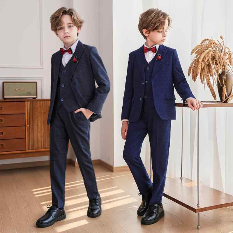 スーツ キッズ 男の子 秋冬 英国風 ハンサム シングルブレスト フォーマル セットアップ フラワーボーイ ピアノ 発表会 司会 イベント 演奏会 入学式 卒業式 結婚式
