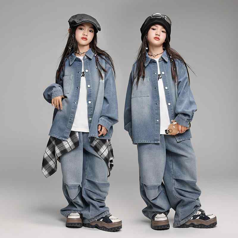 キッズ 社交ダンス御召しもの 御居処跳ねる 表どおり ジーンズプルオーバー セットアップ 男女兼用 告げ知らせる会 一こま 上演御召しもの かっこいい 秋物 兄ちゃんうしろ帯 小中学生