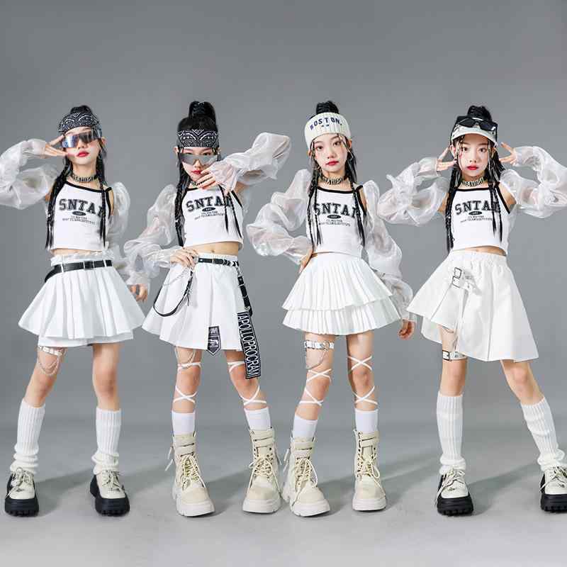 ダンス衣装 キッズ ガールズ 女の子 ジュニア ジャズダンス ストリートダンス ヒップホップ 発表会 ステージ セットアップ クール トレンド プリント柄 春秋 ポリエステル