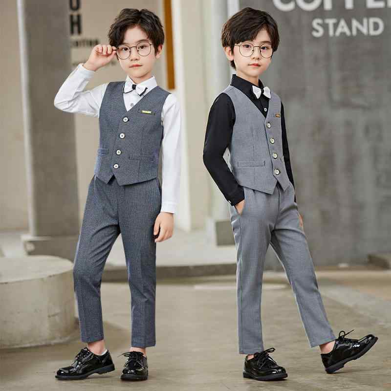 フォーマルスーツ キッズ 男の子 春秋 ベスト セットアップ 無地 ソフトな肌触り ポリエステル シングルボタン 発表会 結婚式 卒園式 入学式 七五三 冠婚葬祭 3歳 8歳 100cm 140cm対応