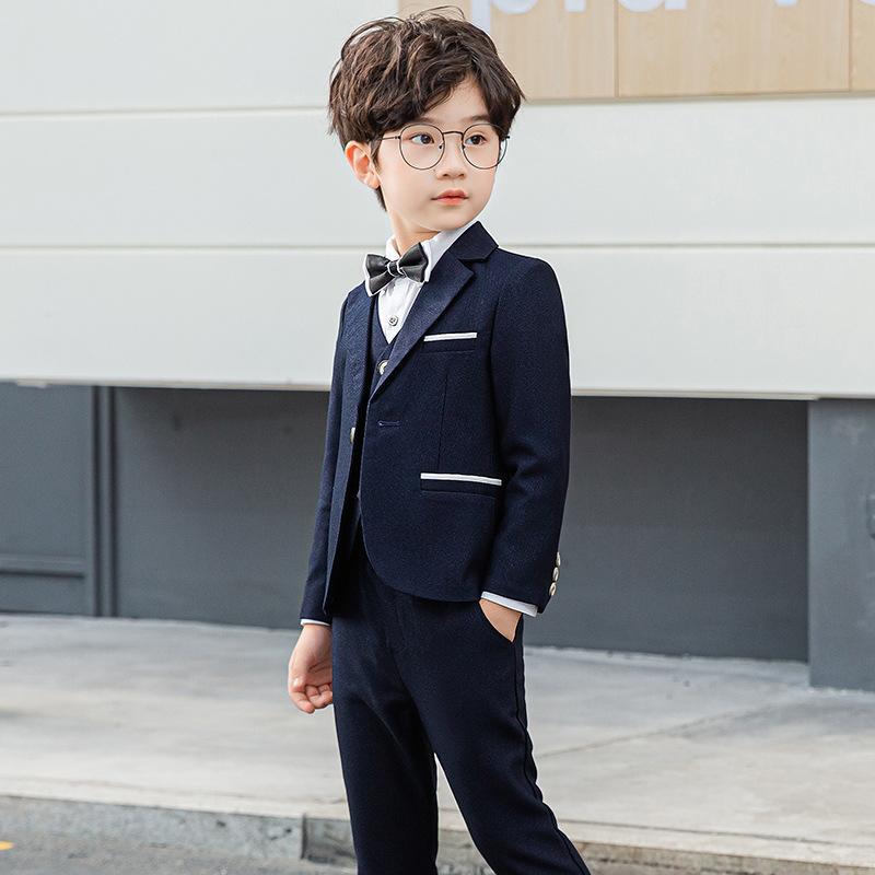 キッズ 男の子 スーツ 秋冬 フォーマル 礼服 ピアノ発表会 演奏会 結婚式 入学式 卒業式 七五三 無地 4点セット 5点セット フリース裏地 司会