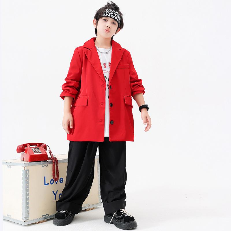 ダンス衣装 キッズ 男の子 ヒップホップ ストリート 発表会 ステージ衣装 かっこいい スーツ ジャケット セットアップ 綿100% 柔らかい 肌触り 子供服 トレンド おしゃれ