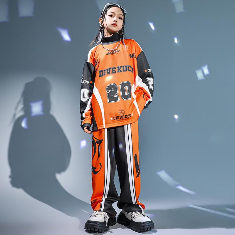 ダンス衣装 キッズ 男の子 女の子 ヒップホップ セットアップ ストリートダンス 発表会 練習着 舞台 ステージ イベント 上下セット 綿混素材 かっこいい クール 春秋