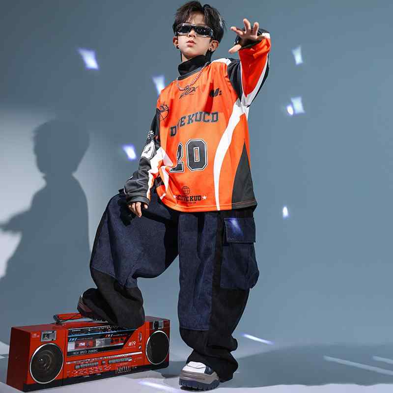 ダンスウェア キッズ 男の子 女の子 ヒップホップ ストリートダンス 衣装 春秋 セットアップ 上下セット 発表会 練習着 イベント ステージ かっこいい おしゃれ トレンド 綿混素材