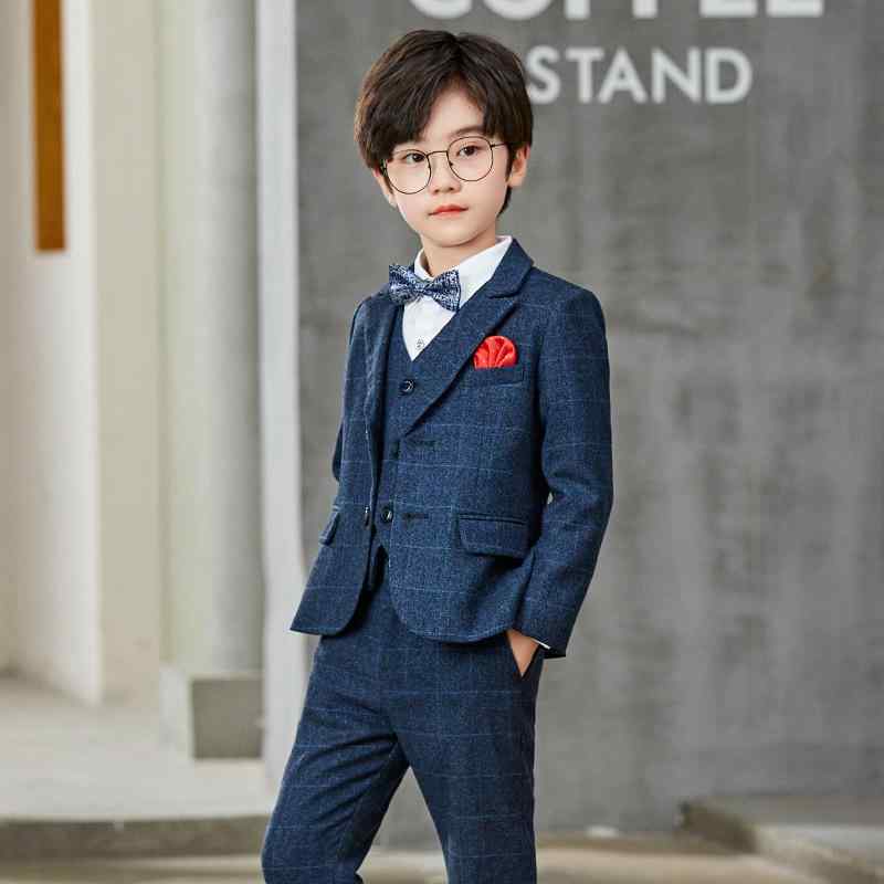 フォーマルスーツ 男の子 キッズ 厚手 裏起毛 チェック柄 ジャケット パンツ 秋冬 ベビー 子供服 柔らか素材 結婚式 発表会 卒園式 入学式 ピアノ 演奏会 記念撮影 セレモニー