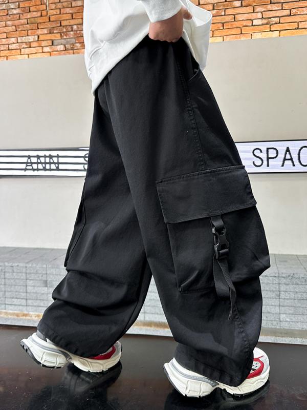 キッズ 男の子 ジュニア カーゴパンツ おしゃれ かっこいい カジュアルパンツ トレンド スポーツ 春秋 コットン ウエストゴム ロングパンツ