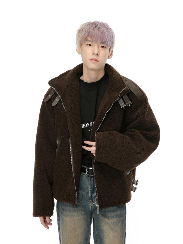 中綿ジャケット メンズ 秋冬 スタンドカラー ボア ブルゾン 厚手 ゆったり 防寒 暖かい あったか カジュアル ストリート 韓国ファッション 大人 きれいめ ポリエステル素材 ブラック