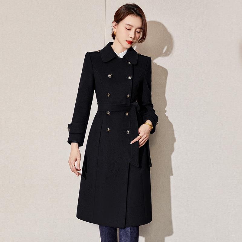 コート レディース 高級感 ウールコート アウター 通勤用 オフィス ビジネス フォーマル 制服 ユニフォーム 宝飾店 ジュエリーショップ ネイビー ブラック 中厚手 ポリエステル混 エレガント|セキュアデポ