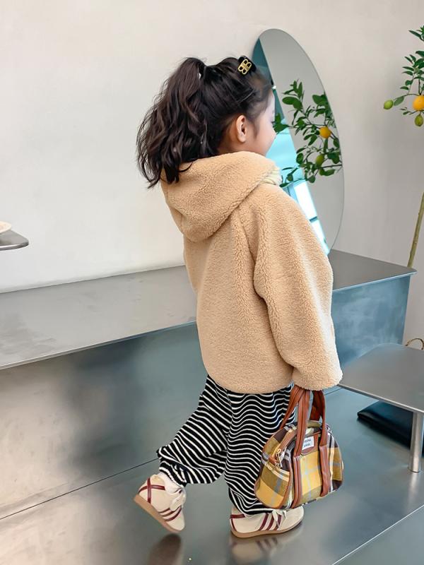 アウター 女の子 キッズ ベビー 厚手 裏起毛 ボア 暖かい 防寒 ふわふわ もこもこ 柔らかい おしゃれ かわいい 韓国風 ジップアップ 丸首 長袖 秋冬 通学 お出かけ 普段着