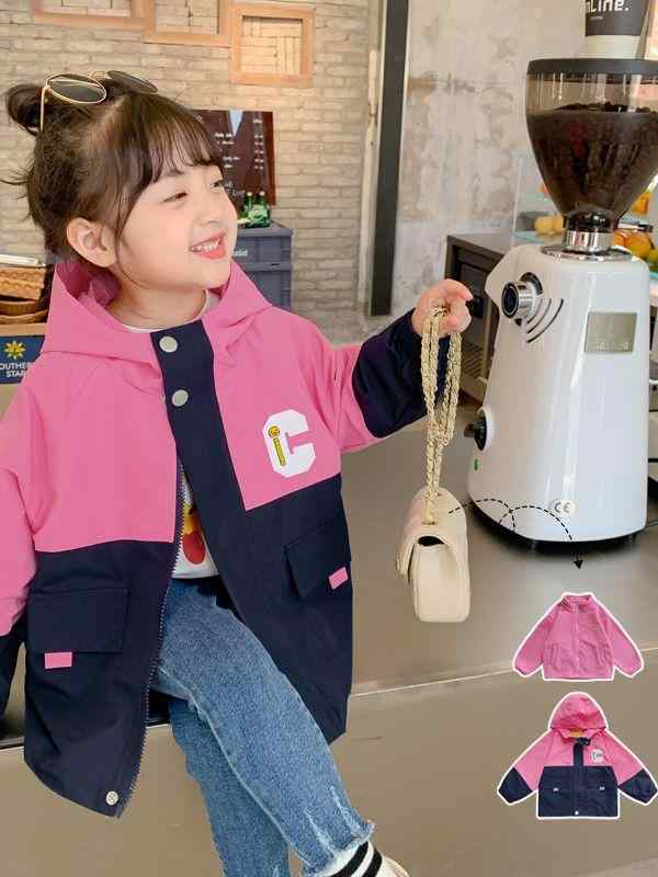 マウンテンパーカー 女の子 キッズ 3WAY 取り外し可能 中綿入り 厚手 IPコラボ 防風 秋 韓国子供服 カジュアル フード付き ポリエステル ピンク ネイビー ショート丈