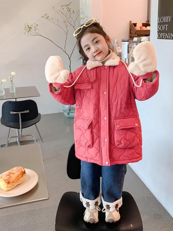 コート 女の子 キッズ 中綿ジャケット 裏フリース 冬物 アウター 防寒 あったか 暖かい おしゃれ かわいい 韓国風 ジップアップ 厚手 柔らかい ピンクパープル