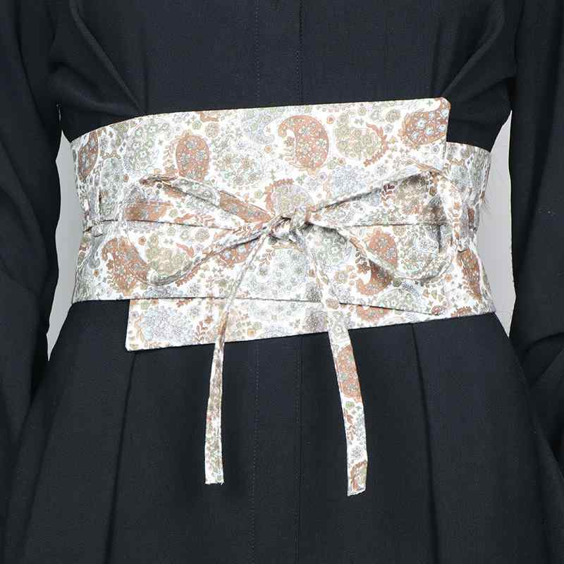 ベルト レディース 女性用 秋冬 民族風 レトロ 花柄 リボン装飾 ワイド ウエストマーク 織布素材 ピンバックル ファッション 通勤 コーデ