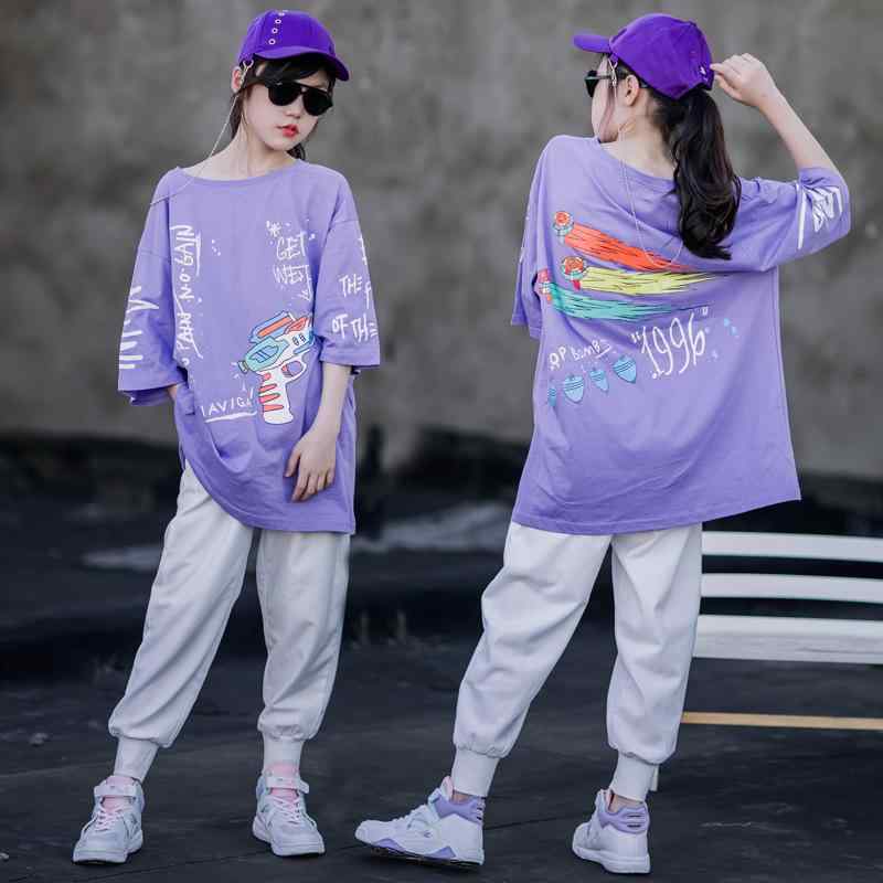 Tシャツ キッズ 女の子 ガールズ 半袖 吸汗速乾 クルーネック 綿95% 夏物 カジュアル おしゃれ キャラクタープリント オーバーサイズ ビッグシルエット ゆったり 柔らかい肌触り 長め丈