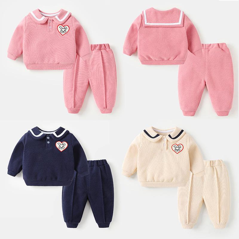 ベビー 男の子 女の子 幼児 かわいい おしゃれ スウェット セットアップ ロングパンツ 春秋 カジュアル 普段着 ルームウェア 保育園 幼稚園 通園着 綿 快適な着心地 2点セット
