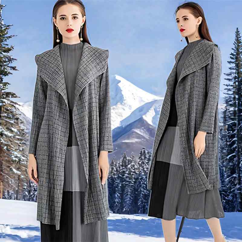テーラードジャケット風 ロングコート レディース 秋冬 ドレープ感 プリーツ加工 厚手 上質 長袖 ストレートシルエット スリムフィット エレガント 上品 通勤 オフィス ポケット付き ボタンなし｜セキュアデポ
