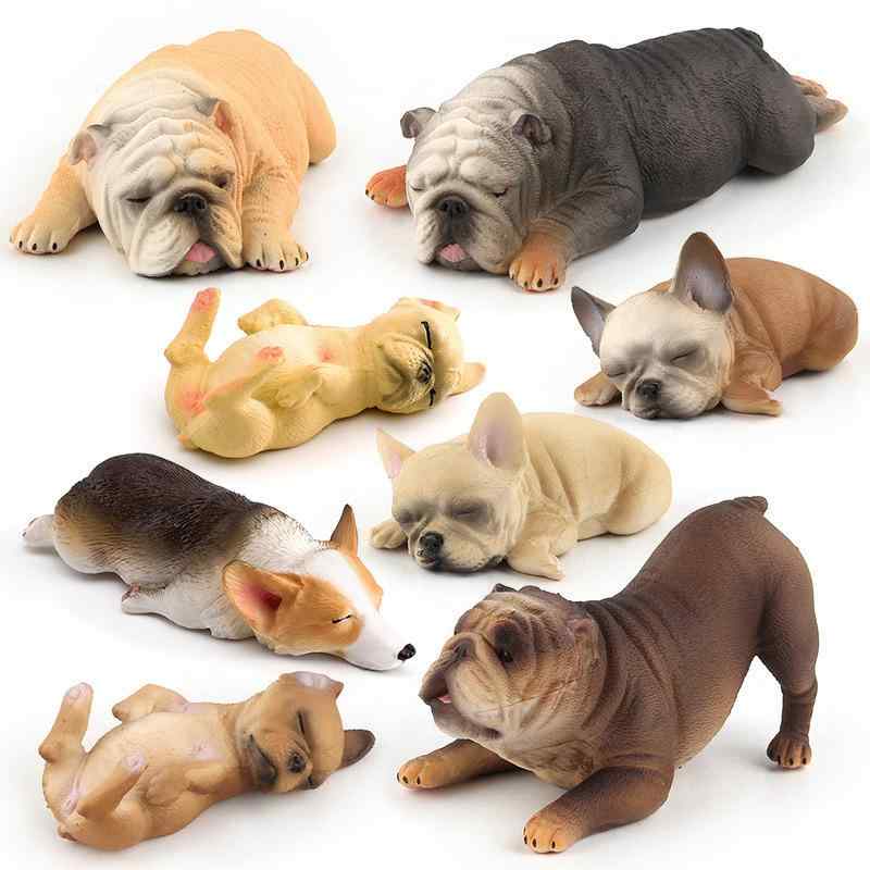 犬 置物 フレンチブルドッグ コーギー リアル 精巧 眠り顔 伏せ寝 かわいい 癒し系 動物 フィギュア マスコット PVC製 子供 部屋 玄関 デスク インテリア 雑貨 シリーズ