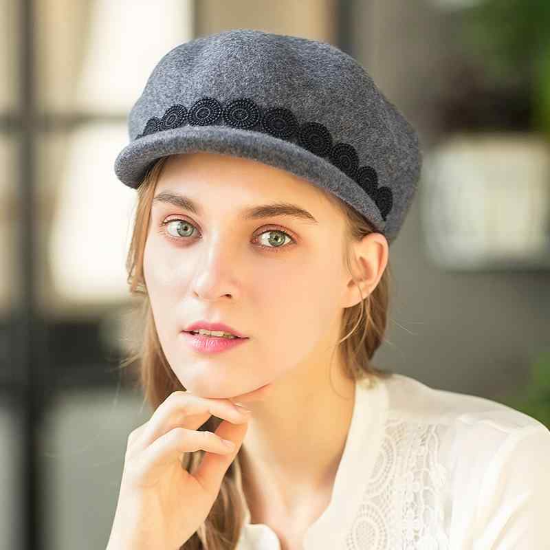 キャスケット レディース ベレー帽 秋冬 ブリティッシュスタイル レース ウール素材 UVカット 日よけ 上品 おしゃれ 丸いフォルム 多色展開 4,778円