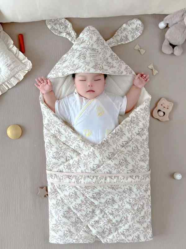 おくるみ 新生児 ベビー うさ耳 かわいい 柔らか ふわふわ 綿100% ガーゼ素材 出産準備 産院 退院 抱っこ布団 スワドル アニマル柄 秋冬 赤ちゃん 乳児 肌に優しい