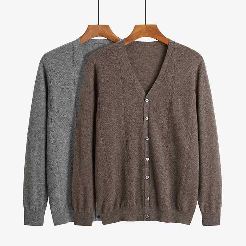 メンズ 100%カシミヤ Vネック カーディガン 秋冬 暖かい 保温性 高級感 ビジネス オフィス 通勤用 長袖 トップス｜セキュアデポ 14,307円