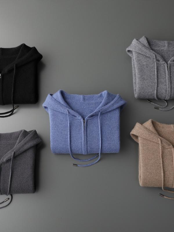 カーディガン メンズ 秋冬 カシミヤ混 厚手 フード付き ジップアップ ゆったり オーバーサイズ 二重編み 長袖 カジュアル 部屋着 タウンユース ウールブレンド