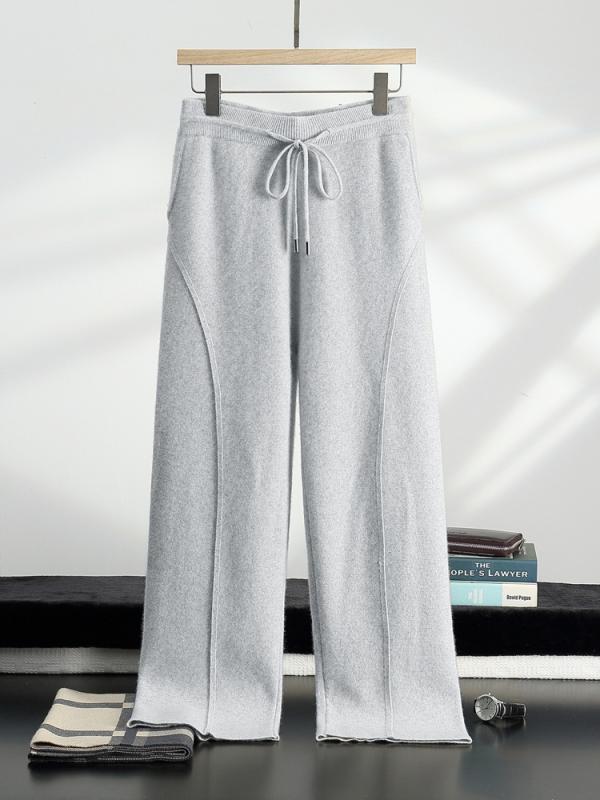 パンツ メンズ カシミヤ混 ウール ゆったり ハイウエスト ストレート ドローストリング 厚手 ニット カジュアル 大人カジュアル ドレープ感 伸縮性 秋冬｜セキュアデポ