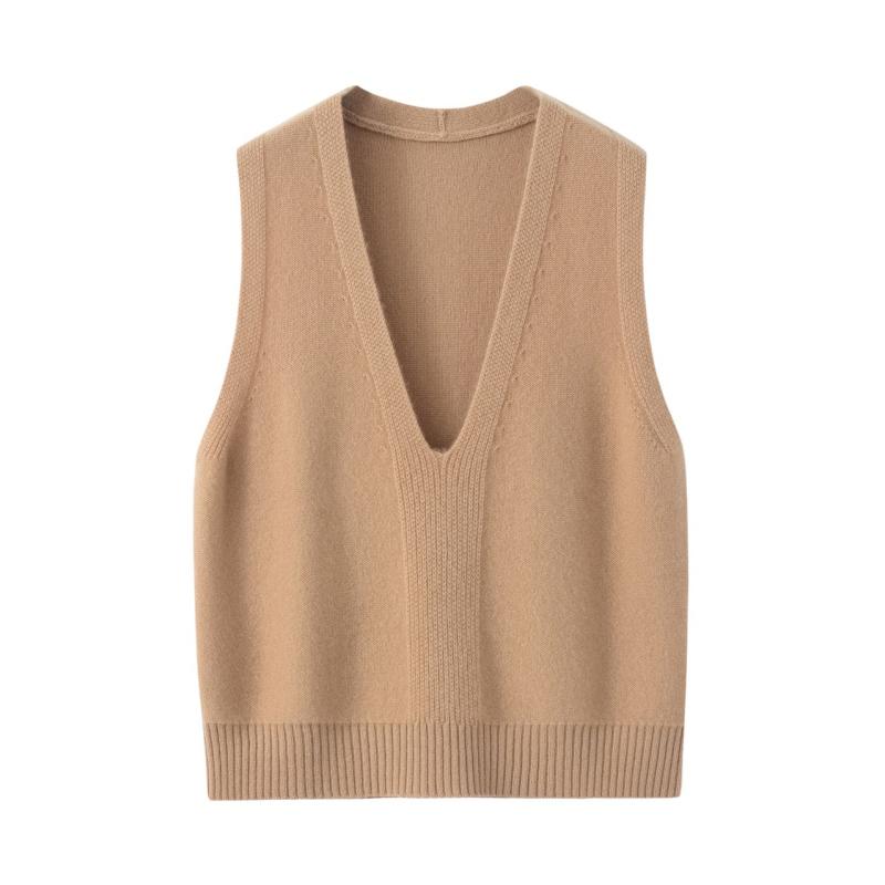 ニットベスト レディース 秋冬 カシミヤ Vネック シンプル 着回し 通勤 オフィス カジュアル 普段使い おしゃれ 上品 エレガント ノースリーブ ゆったり ライトキャメル ダークグリーン ネイビー｜セキュアデポ