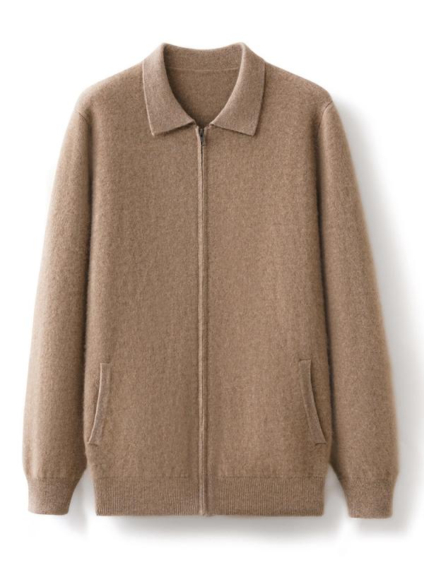 カシミヤニット メンズ 厚手 暖かい 高品質 カシミヤ95%以上 ポロ襟 ジップアップ カーディガン ゆったり リラックスフィット 無地 ビジネス カジュアル 通勤 着回し 秋冬 ミドル世代 紳士服 トップス|セキュアデポ