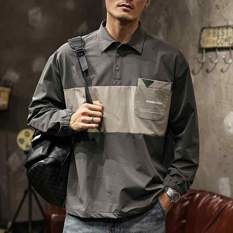 シャツ メンズ 通気性 立ち襟 ゆったり 長袖 ポロ襟 プルオーバー ワークシャツ アメカジ アウトドア 登山 山系 シャツジャケット マウンテンパーカー 春秋 デイリーユース ナイロン混紡