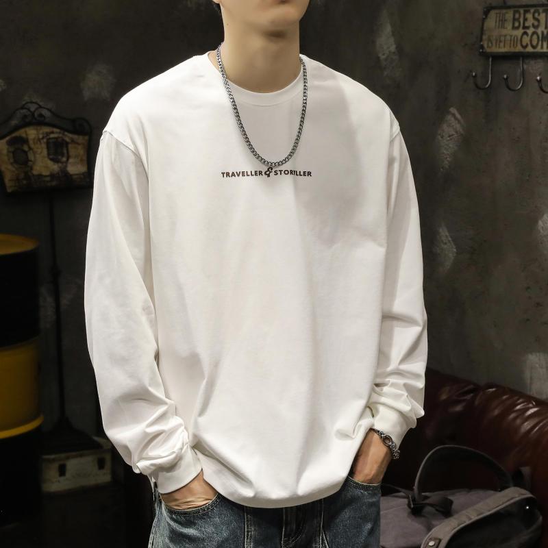 トップス メンズ ヘビーウェイト 厚手 ゆったり オーバーサイズ 長袖 Tシャツ カットソー インナー トレーナー スウェット ホワイト 春秋 普段使い カジュアル