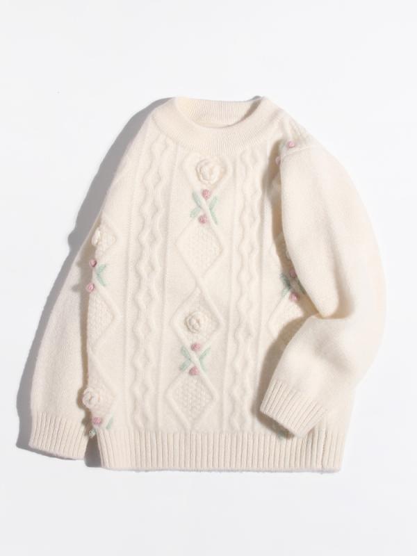 編み物 キッズ 御姉さん 100% カシミール 手編み 立体 クロシェ編み もの柔らか 論なく論なく 朦々たる 保温 防寒 秋冬 長袖 無地 ティーシャツ ラウンドのど首 心地よい