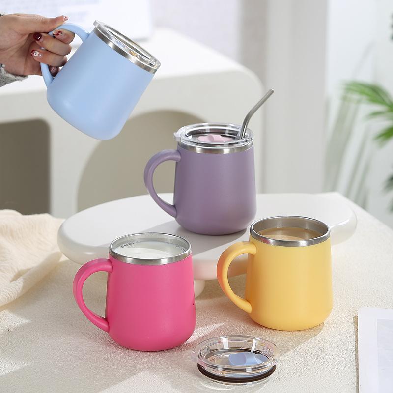 マグカップ 高級感 蓋付き 二重構造 保温 保冷 450ml 大容量 304ステンレス製 コーヒー 紅茶 オフィス 自宅用 ライトラグジュアリー おしゃれ シンプル 結露しにくい